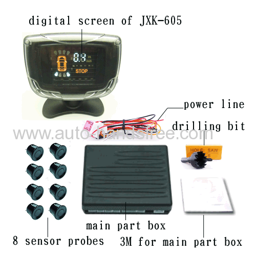 12V vfd vacuum fluorescent display humen voice alarm or bibi buzzer selectable 8 sensors auto parking assistant sysetem