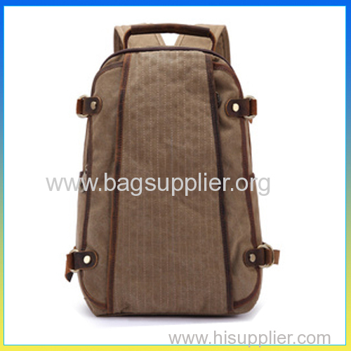 Hot selling fashion heavy duty rucksack canvas leather school bagpack