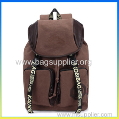 Stylish Korea style laptop shoulder bags canvas drawstring heavy duty school backpack
