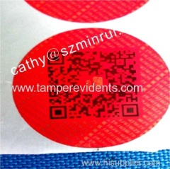 Self Adhesive Destructible QR Code Label with company website and name
