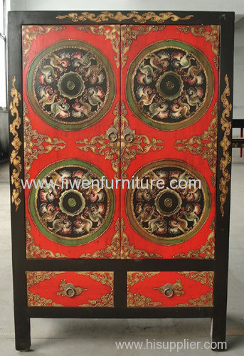 Tibetan antique painted cabinet