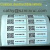 Custom Self Adhesive Destructible Security Labels with bar code
