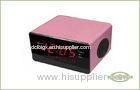 Pink Desktop Wooden Clock Radio Battery Powered Radio Built - in Speaker
