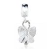 European Sterling Silver Dangle Clear Butterfly Austrian Crystal Charm