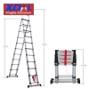 XD-AF-380 Aluminium telescopic folding ladder with solid connection design