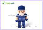 Plastic Robot Cartoon Character USB Storage Device / Blue Memory Stick