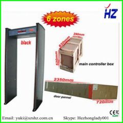 6 zones metal detector door with LED pillar lame