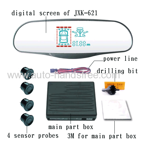 universal ultrathin rearview mirror vfd vacuum fluorescent display with police icon auto reverse sensor system 4 probe