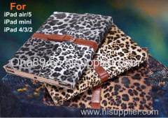 Leopard-Envelop Magnetic Leather Cases Smart Covers for iPad2,iPad3,iPad4,ipad5,ipad mini