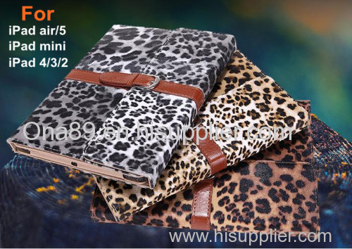 Leopard-Envelop Magnetic Leather Cases Smart Covers for iPad2,iPad3,iPad4,ipad5,ipad mini