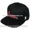 Black Adjusteble Flat Brimmed Baseball Caps Embroidered For Ladies