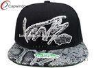 Adjustable 3D Embroidered Fitted Baseball Hats With Snake Skin Leather Peak