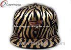 Gold Zebra 5 Panel Flat Brim Baseball Hats With Gold Matel Logo
