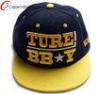 Yellow 3D Embroidered Flat Brim Baseball Hats 5 Panel Camper Cap