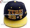 Yellow 3D Embroidered Flat Brim Baseball Hats 5 Panel Camper Cap