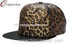 Trendy Flat Brim Custom Strapback Hats Leopard Baseball Cap 5 Panel
