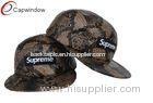 Snakeskin Leather Supreme 5 Panel Camper Cap Custom Made Baseball Caps With Plastic Strap