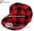 Youth Red Tartan Wool Baseball Caps 6 Panel Baseball Hat With Plastic Snap Closure