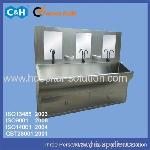 Hospital Scrubs Sink Station for three persons using