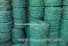 Green Plastic PVC Coated Barbed Wire Roll Single Strand , Soft Bending Wire