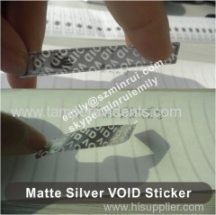 Self Adhesive Security Label Seal Stickers For Bottles Tamper Proof Seal Stickers Silver PET Vinyl VOID Stickers