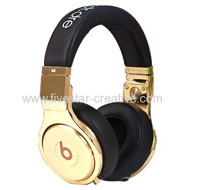 Cheap Monster Beats by Dr.Dre Pro 24K Black with Gold Noise Cancelling Headphones