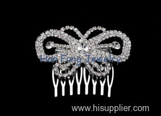 Stylish and clear Crystal Bridal Jewelry butterfly shape hair comb with good service T0038