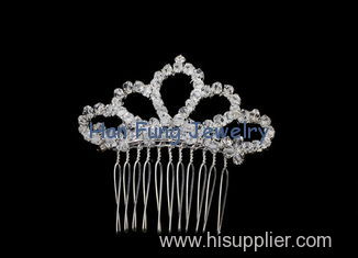 Personalized crystal bridal jewelry tiara-shape hair comb with silver plating SL1380