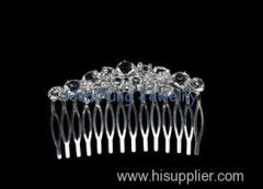 Handmade stylish and clear crystal bridal jewelry hair comb with silver plating SL1891