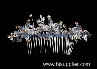 Women's charming and shiny Crystal Bridal Jewelry hair comb T00064 OEM / ODM service offer