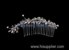 Charming simple style Crystal Bridal Jewelry hair comb with colorful crystal T00056