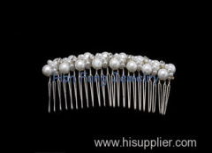 Excellent finishing Crystal Bridal Jewelry hair accessory with pearls in rows TLH6505