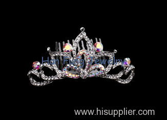 New Classic tiara shape of hair accessory Crystal Bridal Jewelry with AB crystal TR3120