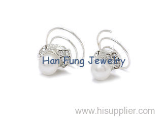 925 Sterling Silver Plating Crystal Bridal Jewelry Wedding Rhinestone Hair Pearl HF1034