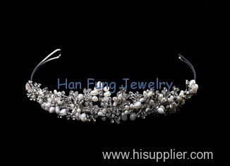Handmade Stylish Clear Bridal Tiaras and Crowns Wholesale Tiaras with Pearls HB0059-1