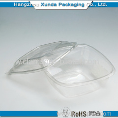 Clear plastic salad bowl with lid
