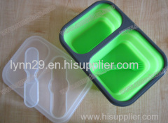 Food grade double lattice silicone foldable lunch box