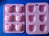 6 holes lovely pig design silicone cake mould