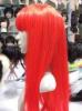 Long Red Colored Silky Straight Bang Hair Synthetic Wigs For Women