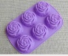 new design 6 cavities flower shape silicone cupcake mould