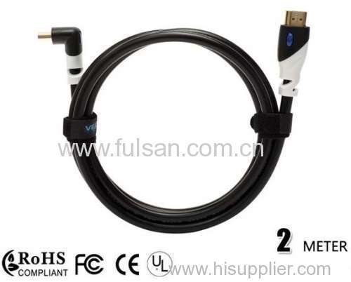 2m Right Angle HDMI Cable Premium v1.4b 4K*2K 24K Gold