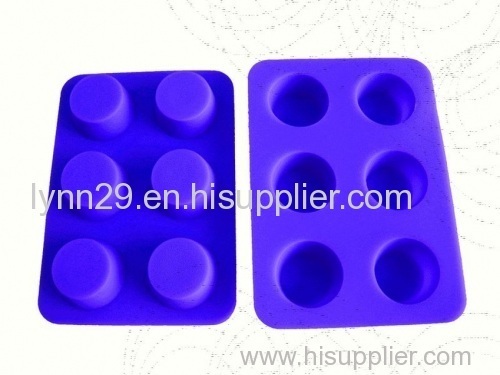 new design 6 cavities round shape silicone muffin mould