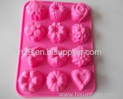 environmentally friendly 12 holes flowers silicone cake mould