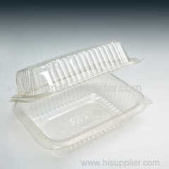 Rectangle disposable plastic hinged food or fruit container