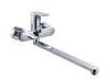 Single Lever High Wall Mounted Bath Taps Double Hole , Round Brass Water Faucet
