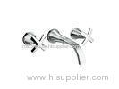 Wall Mounted 3 Hole Wash Basin Faucet with Double Handles for Hotel