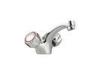 Round Two Handle Basin Mixer Taps Single Hole with Chrome Finish for Home