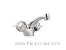 Round Two Handle Basin Mixer Taps Single Hole with Chrome Finish for Home
