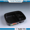 Plastic fast food tray with 3 dividers