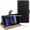 Black Genuine Leather Phone Case For Sony Xperia Z2 Wallet Stand Cover